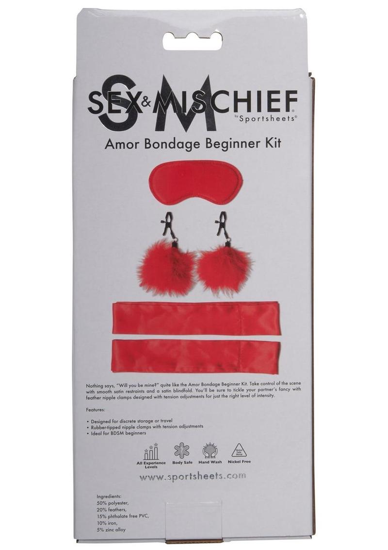 Sex & Mischief Amor Bondage Beginner Kit - Red/Black