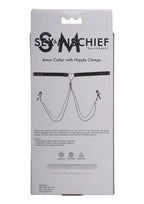 Sex & Mischief Amor Collar with Nipple Clamps - Black/Silver