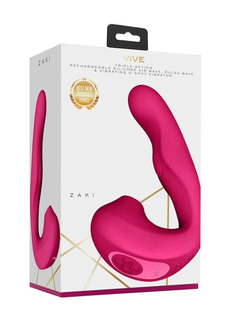 Vive Zaki Air Wave Pulse Wave & G-Spot Rechargeable Silicone Vibrator - Pink