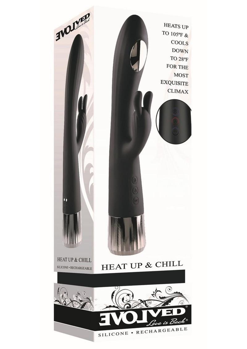Heat Up & Chill Rechargeable Silicone Heating and Cooling G-Spot Dual Stim Vibrator - Black
