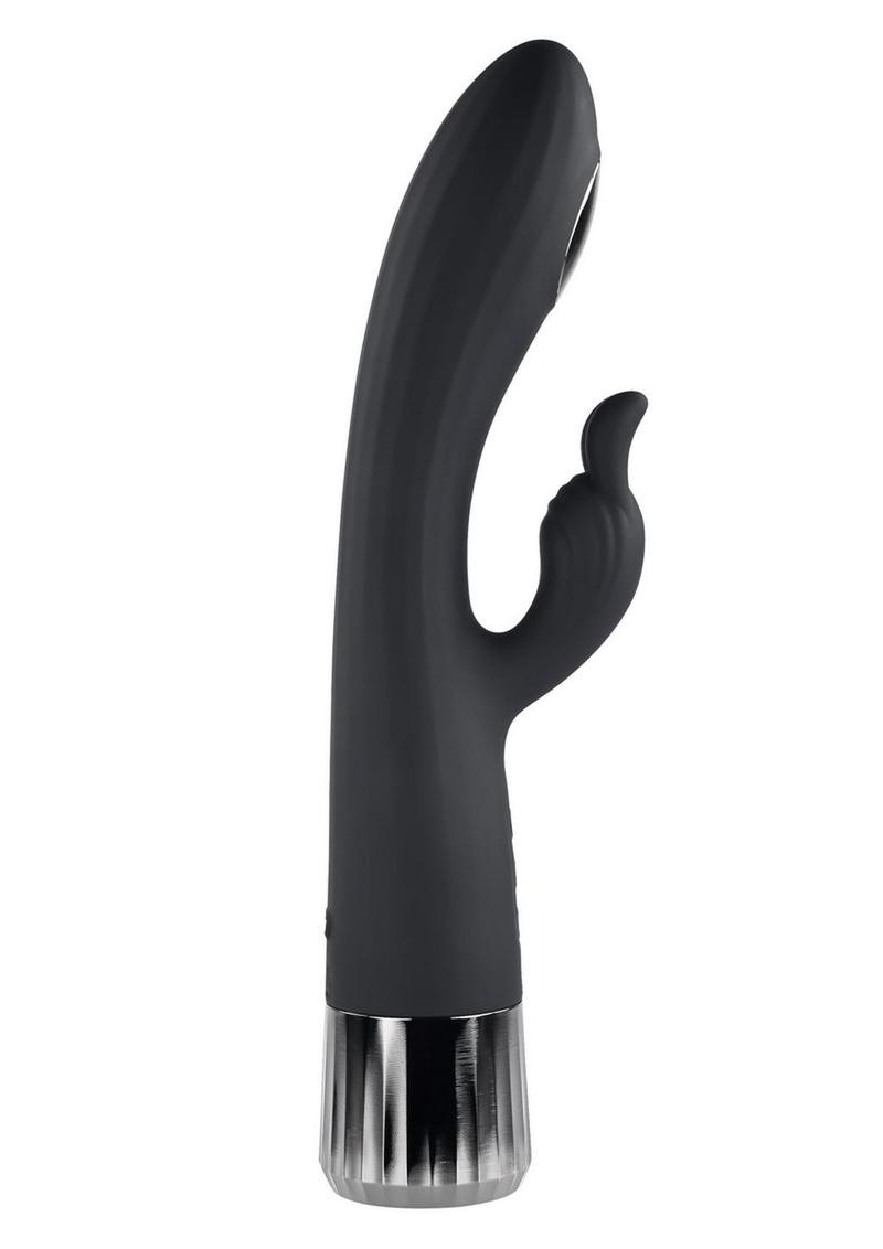 Heat Up & Chill Rechargeable Silicone Heating and Cooling G-Spot Dual Stim Vibrator - Black