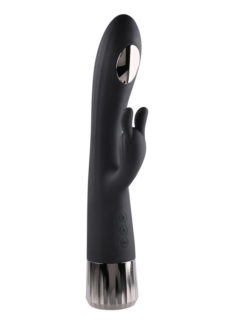 Heat Up & Chill Rechargeable Silicone Heating and Cooling G-Spot Dual Stim Vibrator - Black