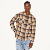 PLAYBOY Men's Tan Flannel Long Sleeve Shirt