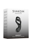 Svakom Benedict Silicone Rechargeable Double Ring Perinium Stimulator Cock Ring - Black