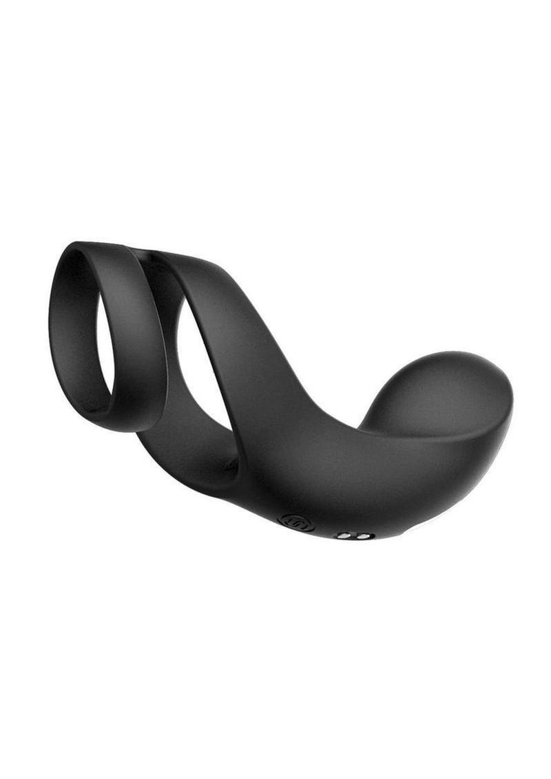 Svakom Benedict Silicone Rechargeable Double Ring Perinium Stimulator Cock Ring - Black