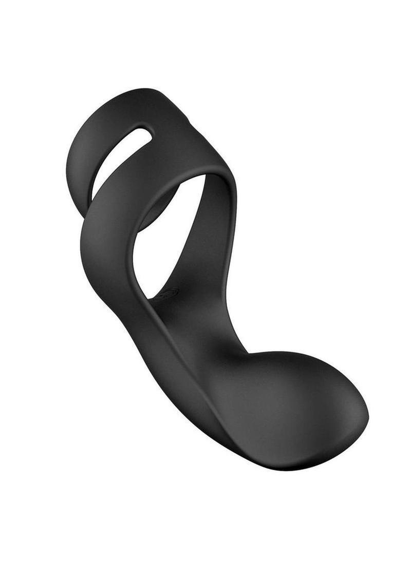 Svakom Benedict Silicone Rechargeable Double Ring Perinium Stimulator Cock Ring - Black