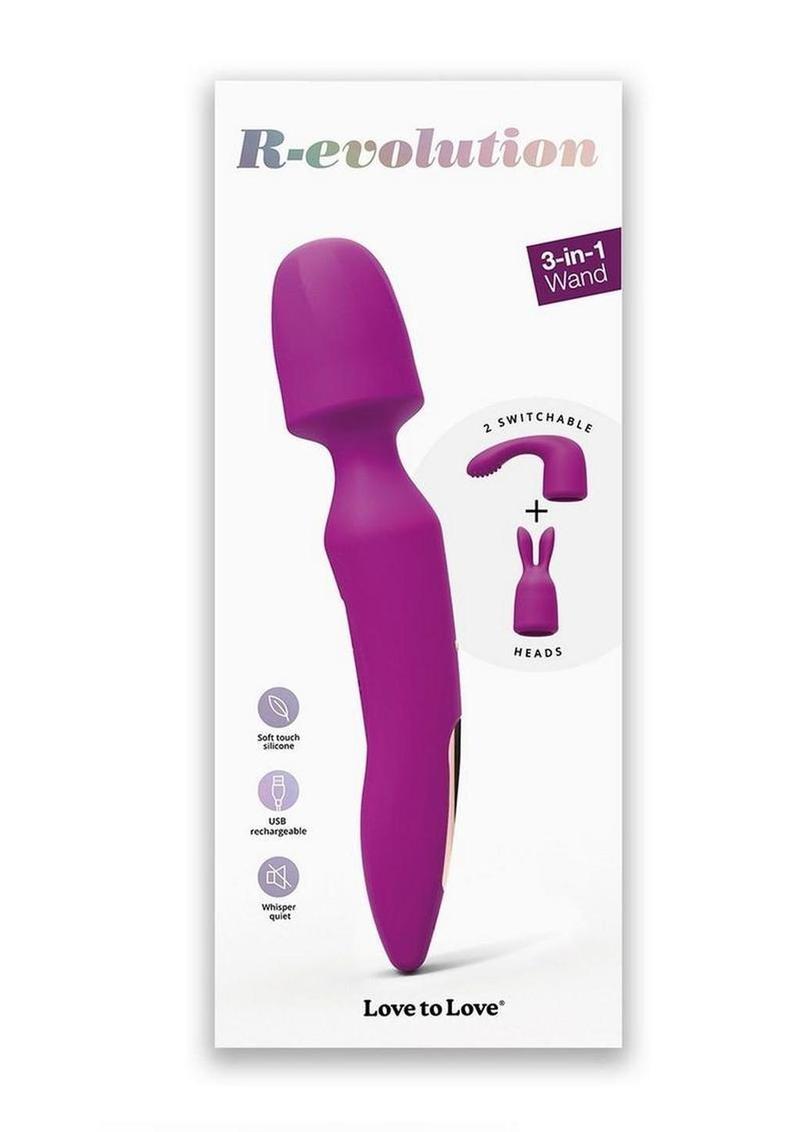 R-evolution Rechargeable Silicone Wand with Attachment - Sweet Orchid