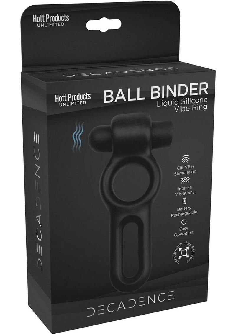 Decadence Ball Binder Silicone Vibrating Cock & Ball Ring - Black