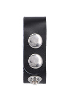 Rock Solid The Leather 3 Snap Adjustable Cock Ring - Black