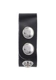 Rock Solid The Leather 3 Snap Adjustable Cock Ring - Black