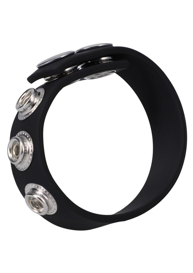 Rock Solid The Silicone 5 Snap Adjustable Cock Ring - Black