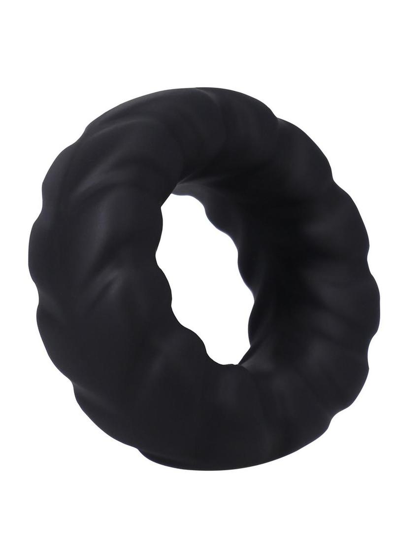 Rock Solid Fat Tire Silicone Cock Ring - Black