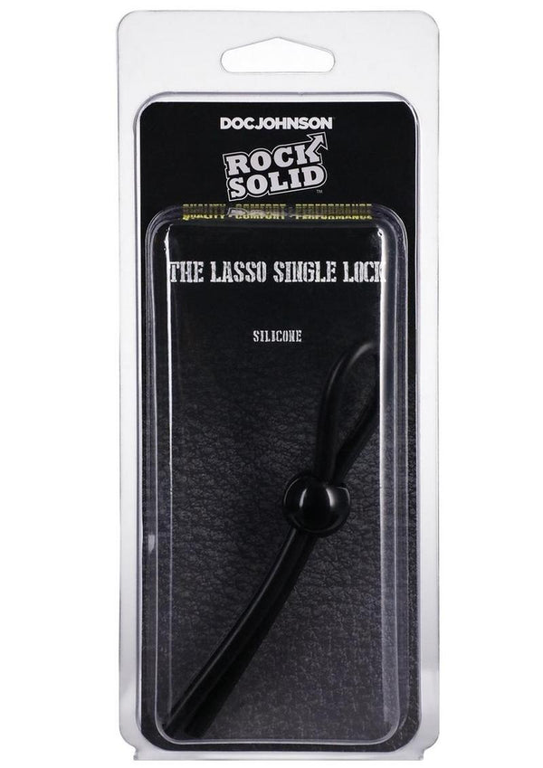 Rock Solid The Lasso Single Lock Adjustable Silicone Cock Tie - Black