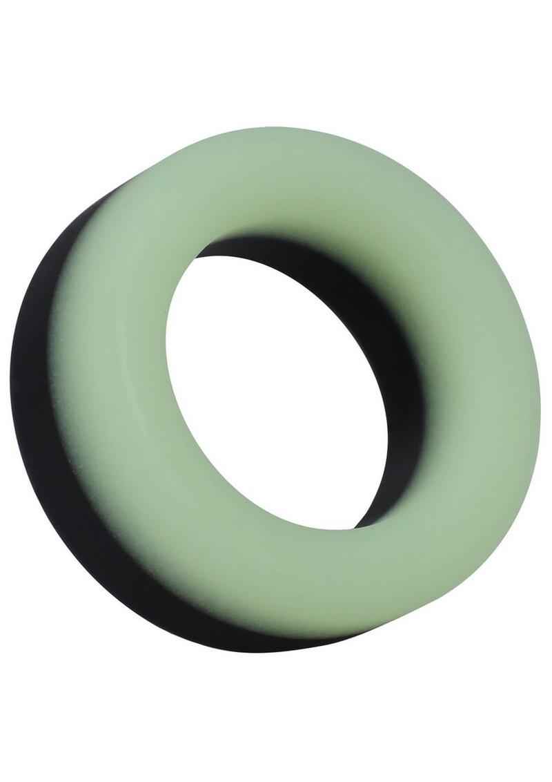 Rock Solid The Big O Glow in the Dark Silicone Cock Ring - Green/Black