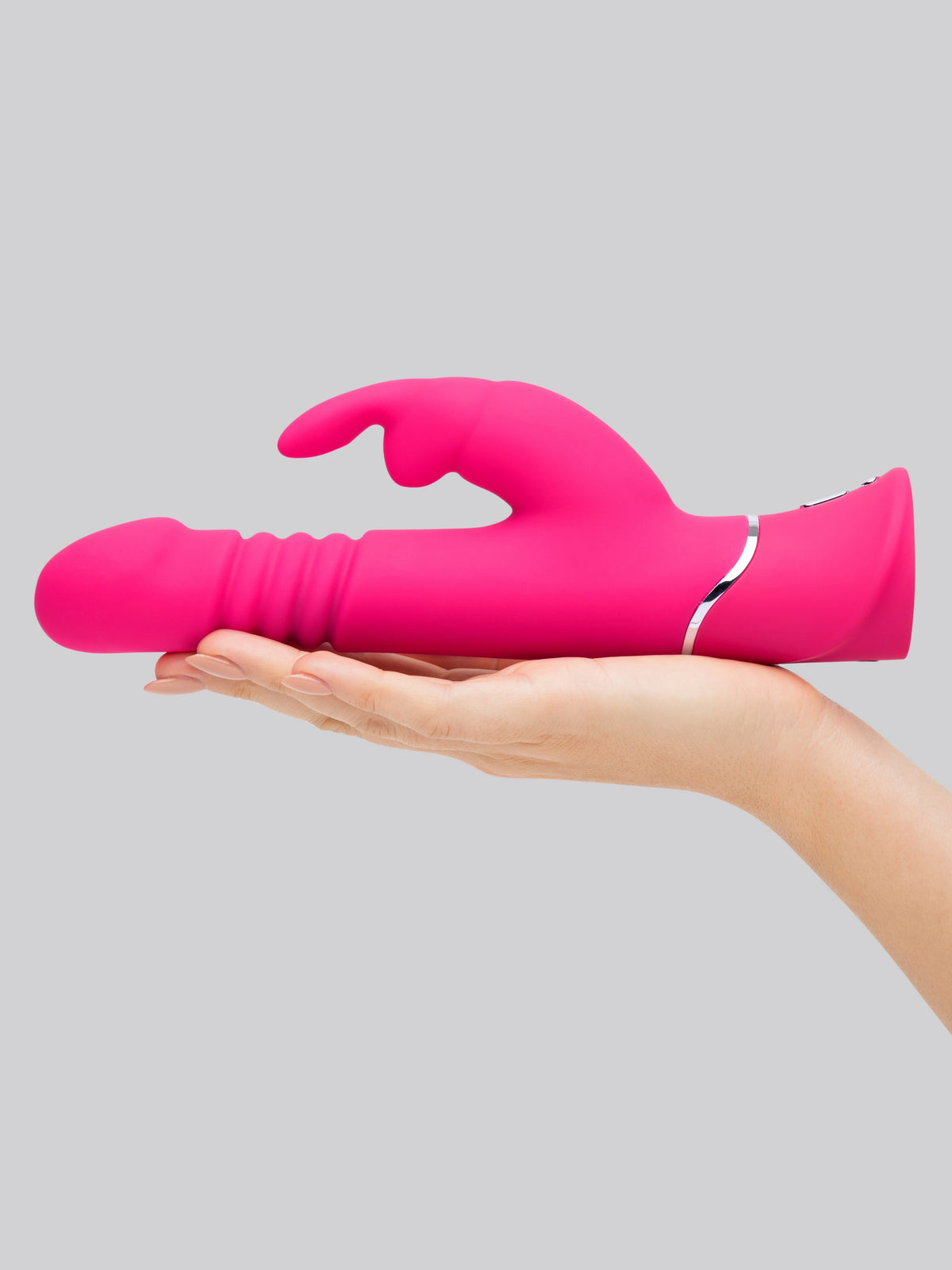 Happy Rabbit Thrusting Realistic Silicone Rabbit Vibrator - Pink