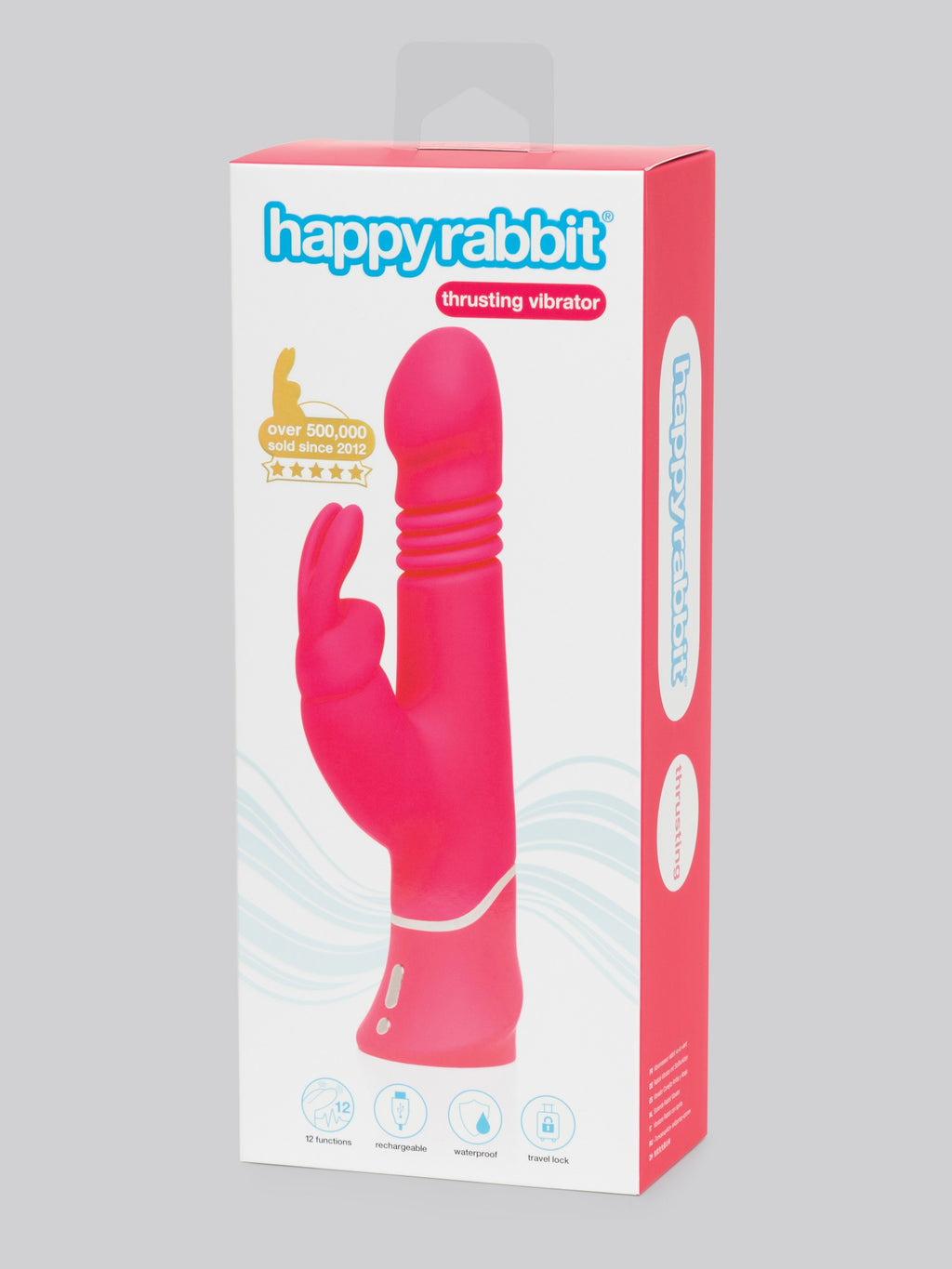 Happy Rabbit Thrusting Realistic Silicone Rabbit Vibrator - Pink