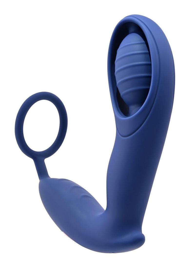 Zero Tolerance Extra Mile Rechargeable Silicone C-Ring Double Motor Vibrator with Remote Control - Blue