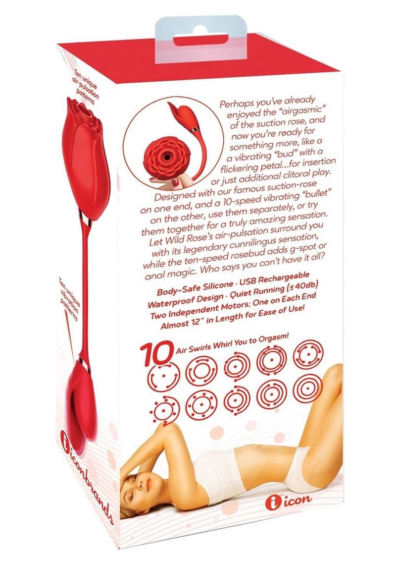 Wild Rose & Bullet Rechargeable Silicone Clitoral Stimulator with Suction - Red