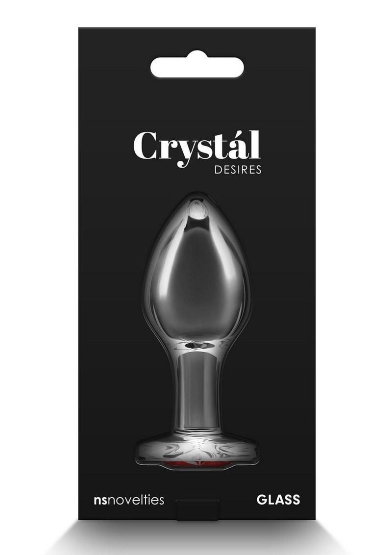 Crystal Desires Red Heart Glass Anal Plugs - Medium