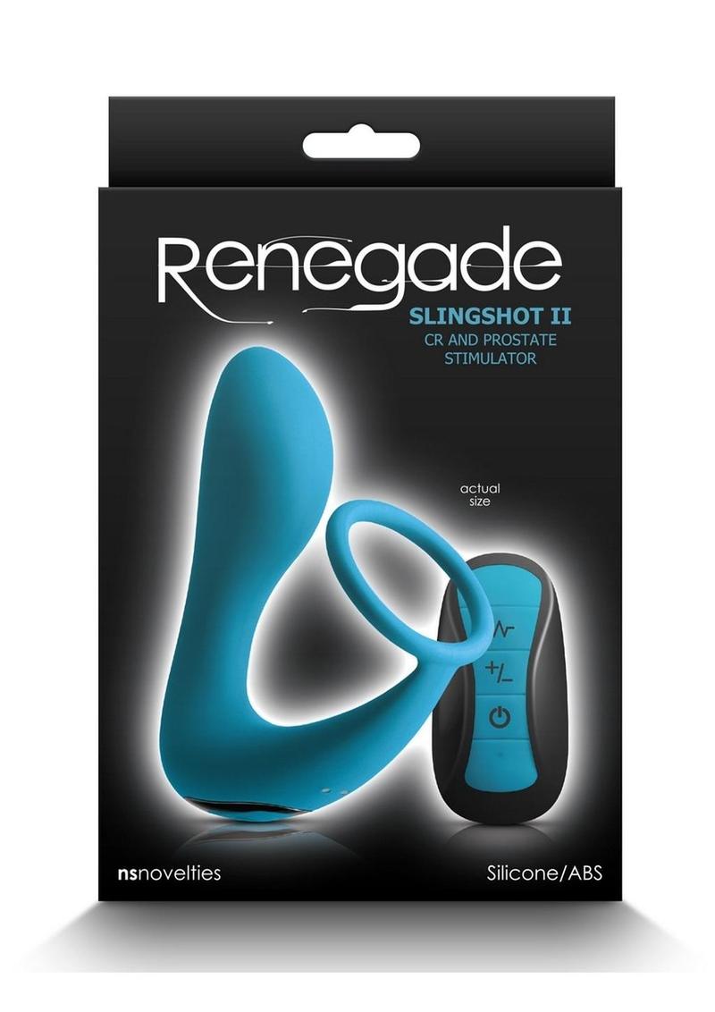 Renegade Slingshot II Rechargeable Silicone Cock Ring & Prostate Plug with Remote Control - Teal