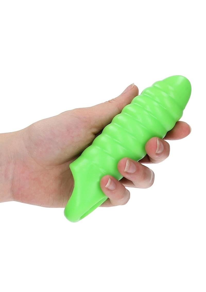 Ouch! Swirl Thick Stretchy Penis Sleeve Glow in the Dark - Green