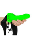 Ouch! Realistic Dildo Strap-On Harness Glow in the Dark 7in - Green