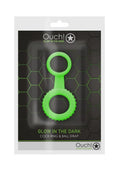 Ouch! Cock Ring & Ball Strap Silicone Glow in the Dark - Green
