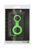 Ouch! Cock Ring & Ball Strap Silicone Glow in the Dark - Green