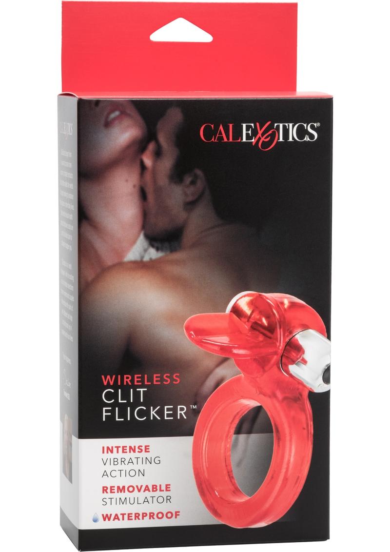 Couple's Enhancers Clit Flicker Vibrating Cock Ring with Clitoral Stimulation - Red