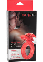Couple's Enhancers Clit Flicker Vibrating Cock Ring with Clitoral Stimulation - Red