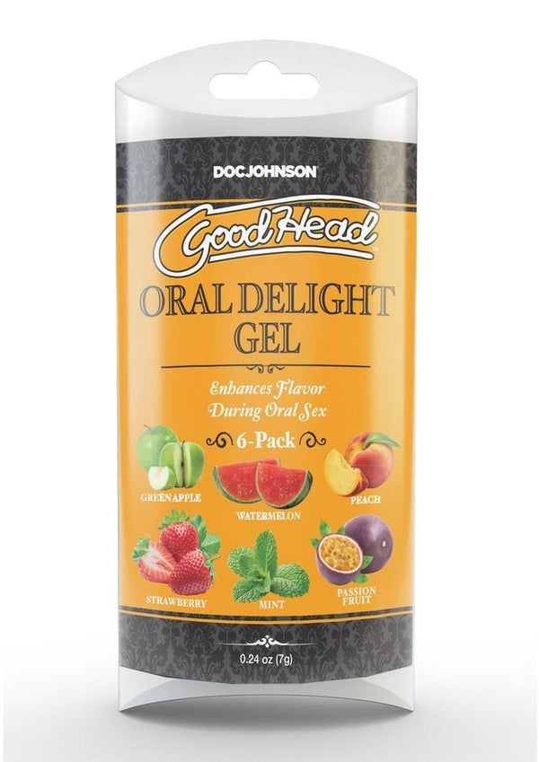 GoodHead Oral Delight Gel .24oz (6 Pack) - Assorted (Green Apple, Mint, Peach, Strawberry, Watermelon, Passion Fruit)