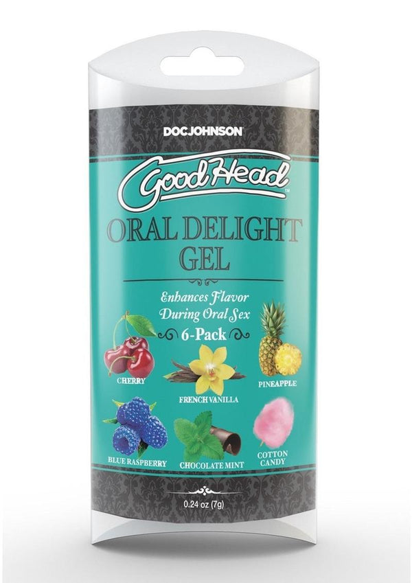 GoodHead Oral Delight Gel .24oz (6 Pack) - Assorted (Blue Raspberry, Cherry, Chocolate Mint, Cotton Candy, French Vanilla, Pineapple)