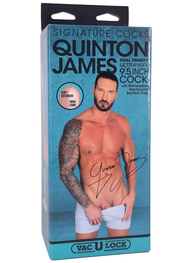 Doc Johnson Signature Cocks Ultraskyn Quinton James Dildo with Removable Suction Cup 9.5in - Vanilla