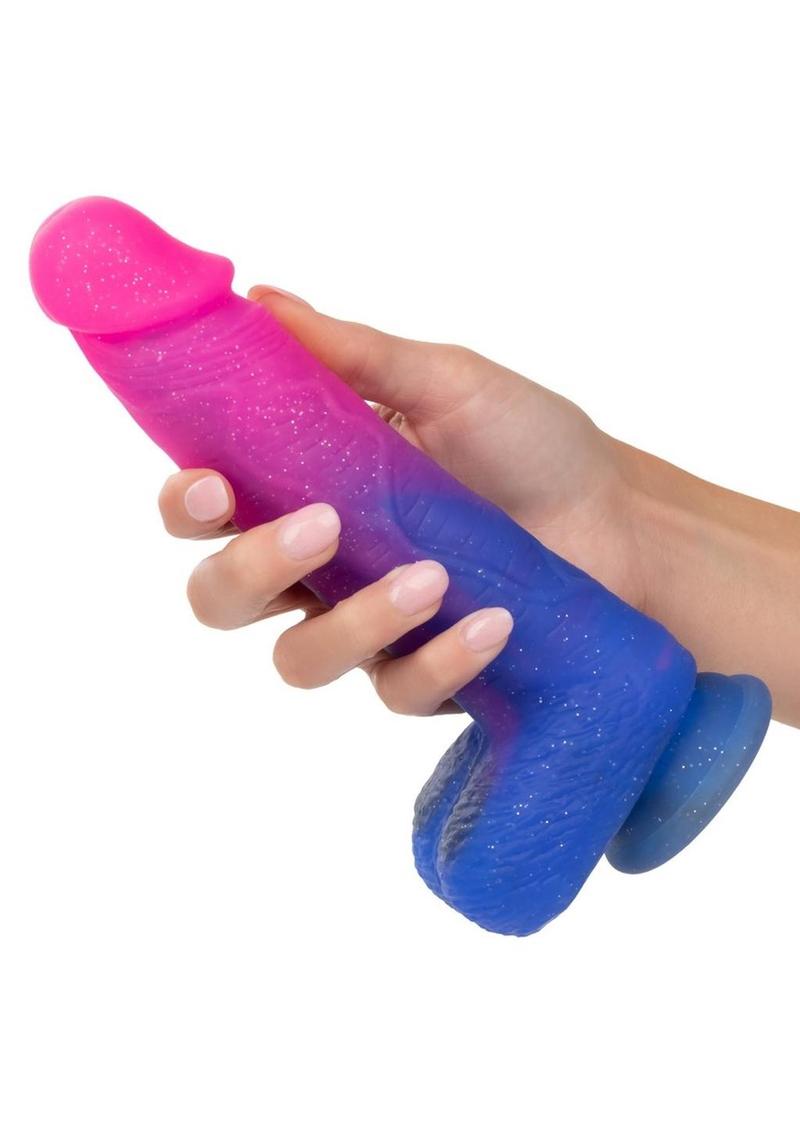 Naughty Bits Ombre Hombre XL Rechargeable Silicone Vibrating Dildo - Multicolor