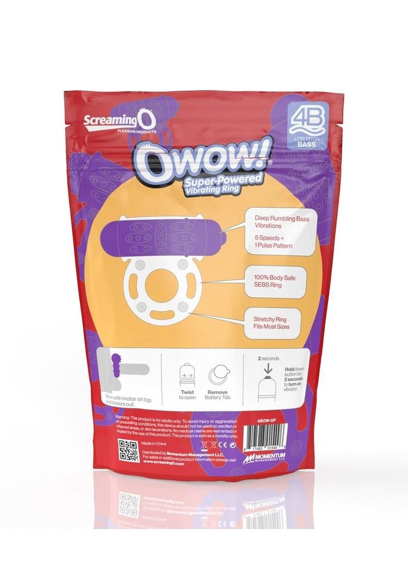 Screaming O 4B O Wow Vibrating Ring - Grape