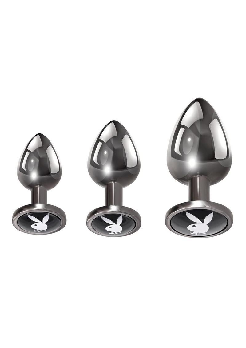 Playboy Pleasure 3 Ways Metal Anal Training Kit (3 Piece) - Black