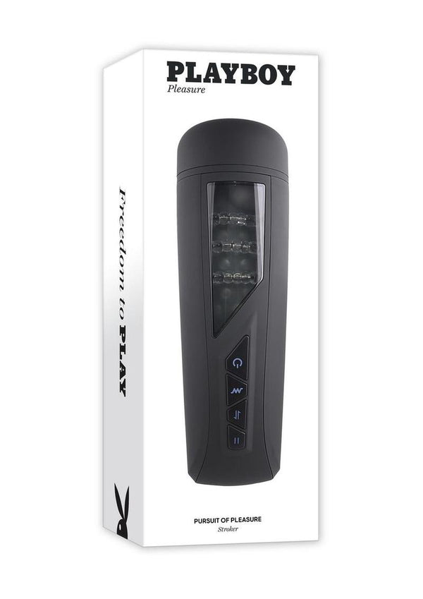 Playboy Pursuit of Pleasure Rechargeable Textured Vibrating Stroker - Black