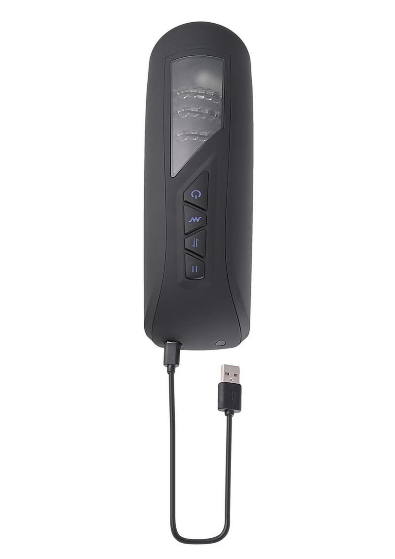 Playboy Pursuit of Pleasure Rechargeable Textured Vibrating Stroker - Black