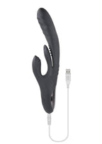 Playboy Rapid Rabbit Rechargeable Silicone Triple Stimulation Vibrator - Black