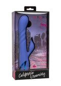 California Dreaming L.A. Love Rechargeable Silicone Rabbit Vibrator with Clitoral Stimulator - Blue