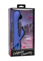 California Dreaming L.A. Love Rechargeable Silicone Rabbit Vibrator with Clitoral Stimulator - Blue