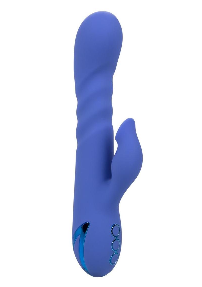 California Dreaming L.A. Love Rechargeable Silicone Rabbit Vibrator with Clitoral Stimulator - Blue
