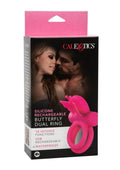 Couple's Enhancers Silicone Rechargeable Dual Butterfly Couples Ring - Pink