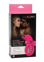 Couple's Enhancers Silicone Rechargeable Dual Butterfly Couples Ring - Pink