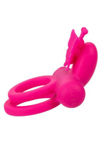 Couple's Enhancers Silicone Rechargeable Dual Butterfly Couples Ring - Pink