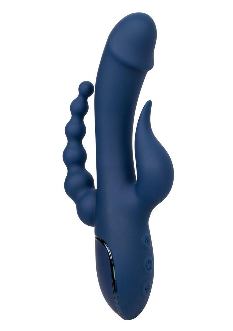 III Triple Orgasm Rechargeable Silicone Stimulating Triple Vibrator - Navy Blue