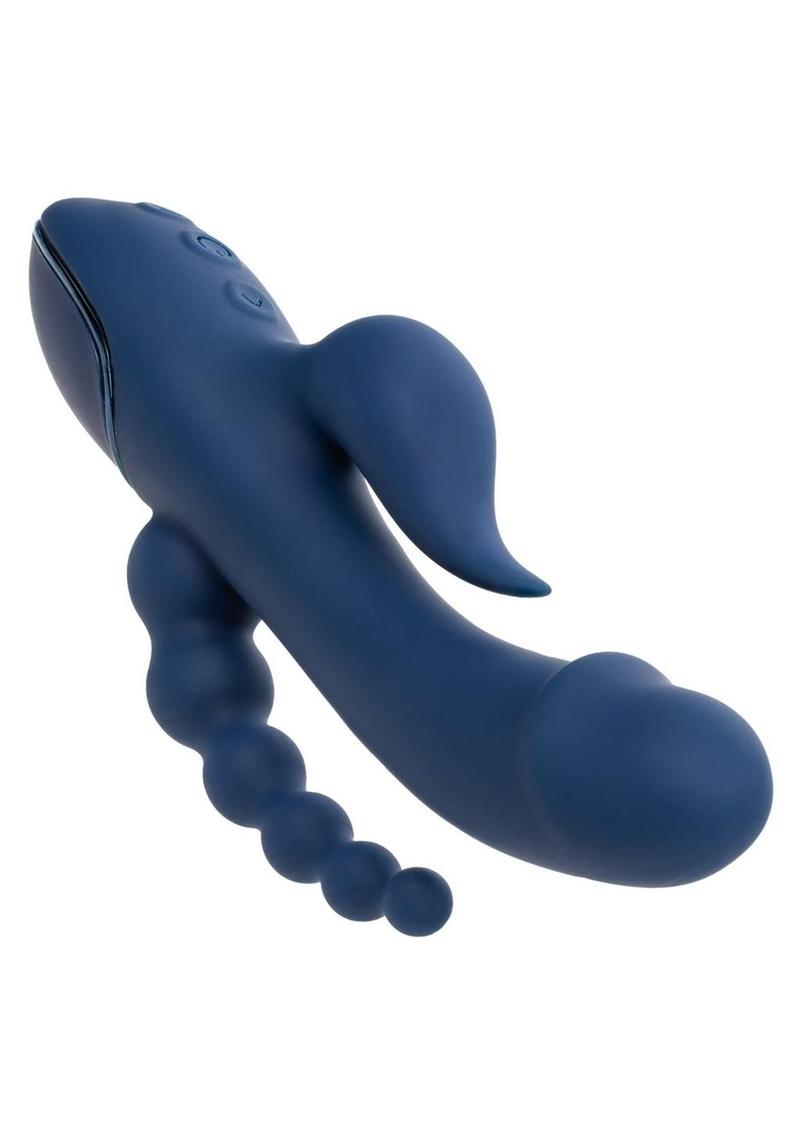 III Triple Orgasm Rechargeable Silicone Stimulating Triple Vibrator - Navy Blue
