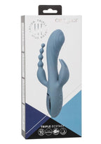 III Triple Ecstasy Rechargeable Silicone Stimulating Triple Vibrator - Blue