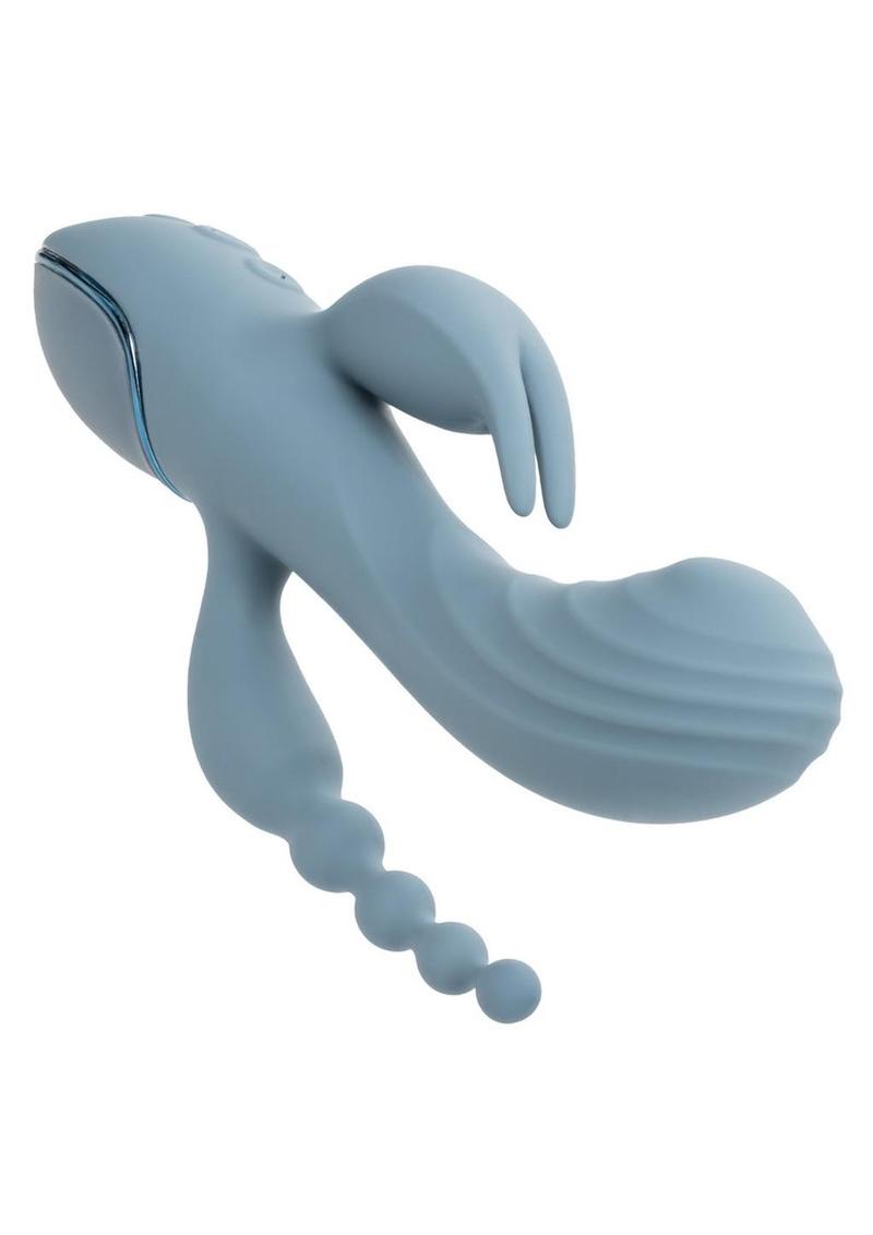 III Triple Ecstasy Rechargeable Silicone Stimulating Triple Vibrator - Blue