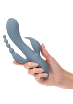 III Triple Ecstasy Rechargeable Silicone Stimulating Triple Vibrator - Blue